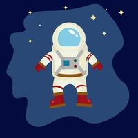 Cosmonaut in Space with dark background and star. vector