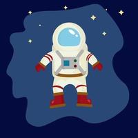 Cosmonaut in Space with dark background and star. vector