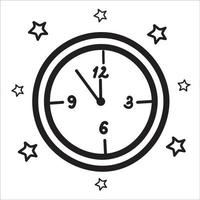 Wall clock in style of doodles on white background vector