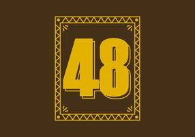 Number 48 in retro rectangle frame vector