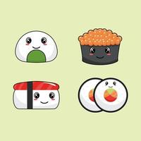 Vector cute funny happy shusi, maki, rolls cartoon character collection