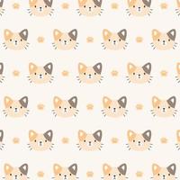 Vector cute lion head cartoon faces animals seamless pattern