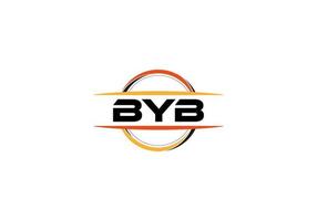 BYB letter royalty mandala shape logo. BYB brush art logo. BYB logo for a company, business, and commercial use. vector
