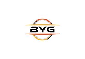 logotipo de forma de mandala de la realeza de la letra byg. logotipo de arte de pincel byg. byg logo para una empresa, negocio y uso comercial. vector