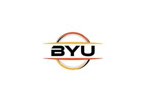 BYU letter royalty mandala shape logo. BYU brush art logo. BYU logo for a company, business, and commercial use. vector