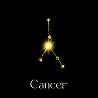 Horoscope Cancer Constellations of the zodiac sign from a golden texture on a black background vector