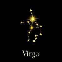 Horoscope Virgo Constellations of the zodiac sign from a golden texture on a black background vector