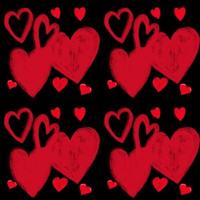 Seamless pattern with hand painted red hearts in different sizes on a black vector