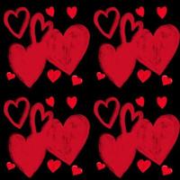 Seamless pattern with hand painted red hearts in different sizes on a black vector