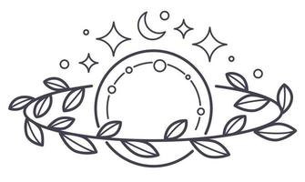 Full moon with stars and wreath, fantasy planet vector