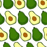 Avocado ripe berry with seed, seamless pattern vector