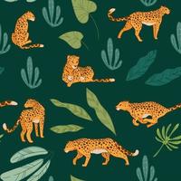 Running wild animal, leopard or cheetah pattern vector