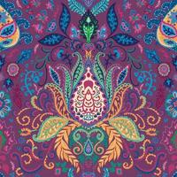 Trippy abstract floral pattern with vivid lotus vector