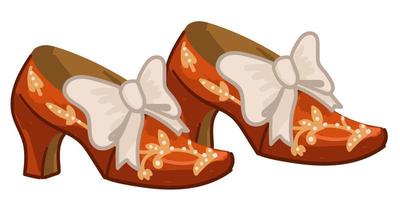 Vintage or retro women shoes on heels with bows vector