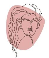 Portrait of woman, minimalist line art drawing vector