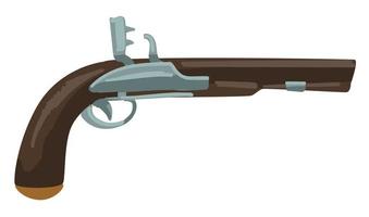 Antique firearm, vintage pistol, retro weapon vector