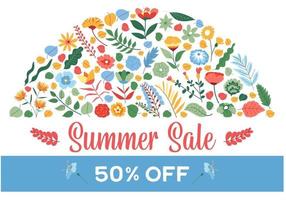 Summer Sale off vector banner flower print