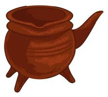 Cauldron with legs and handle, kitchenware or pot vector