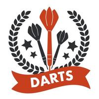 Darts game, banner with stars and ribbon text vector