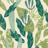 Tropical leaves and foliage, floral pattern vector