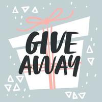 Giveaway label with present for followers in media vector