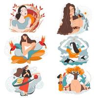 Power of woman, mother nature symbolic character vector