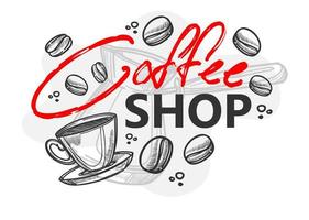 Coffee shop, cafe or restaurant with beverages vector