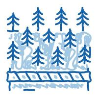 overlapped forest doodle icon hand drawn illustration vector