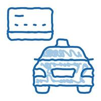 pago con tarjeta de crédito para servicios de taxi icono de doodle en línea ilustración dibujada a mano vector