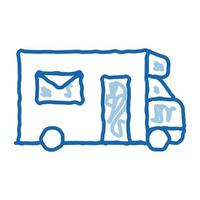 Mail Truck Postal Transportation Company doodle icon hand drawn illustration vector