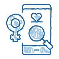 Female Love Search doodle icon hand drawn illustration vector