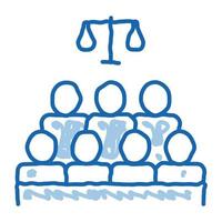 Court Sitting Law And Judgement doodle icon hand drawn illustration vector