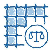 prisión reja ley y sentencia doodle icono dibujado a mano ilustración vector