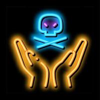 Hands Hold Skull neon glow icon illustration vector