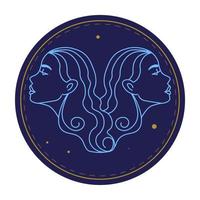 Gemini astrological sign, horoscope symbol zodiac vector