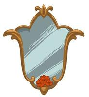 Vintage mirror with wooden ornamental frame vector