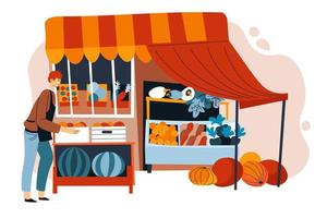 Food store market selling fruits and vegetables vector