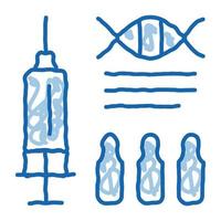 Syringe with Ampoules Biohacking doodle icon hand drawn illustration
