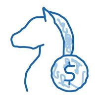 carreras de caballos apuestas y juegos de azar doodle icono dibujado a mano ilustración vector