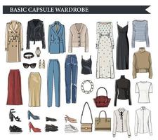 Basic capsule wardrobe for elegant women vector