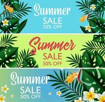 ilustración de banner de plantilla de diseño tropical de venta de verano vector