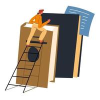 Ladder to knowledge and success with books vector