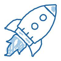 cohete volador nave espacial elemento ágil doodle icono dibujado a mano ilustración vector