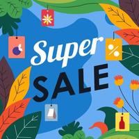 Super sale, seasonal reduction of price in shop vector