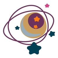 Planet with orbit and stars, outer space galaxy vector