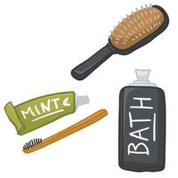 Traveling pack, toothbrush and paste with comb vector