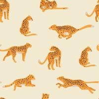 Leopard animal, cheetah still, in motion pattern vector