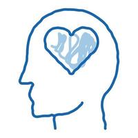 Heart Love Symbol In Man Silhouette Mind Vector