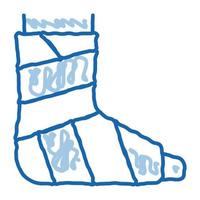 Leg Foot Gipsum Bandage Orthopedic doodle icon hand drawn illustration vector