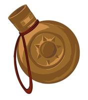 Golden flask for water with thread and ornaments vector